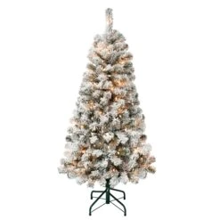 4.5 Ft. Pre-Lit Acacia Flocked Tree With Clear Lights