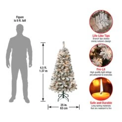 4.5 Ft. Pre-Lit Acacia Flocked Tree With Clear Lights -Christmas Trees Sales AC100 300 45F Dim