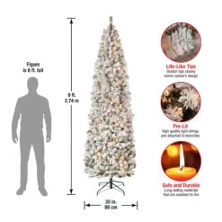 9 Ft. Pre-Lit Acacia Flocked Slim Tree With Clear Lights 19 9 Ft. Pre-Lit Acacia Flocked Slim Tree With Clear Lights -Christmas Trees Sales AC100 300 90F Dim