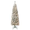 6 Ft. Pre-Lit Acacia Pencil Slim Flocked Tree With Clear Lights