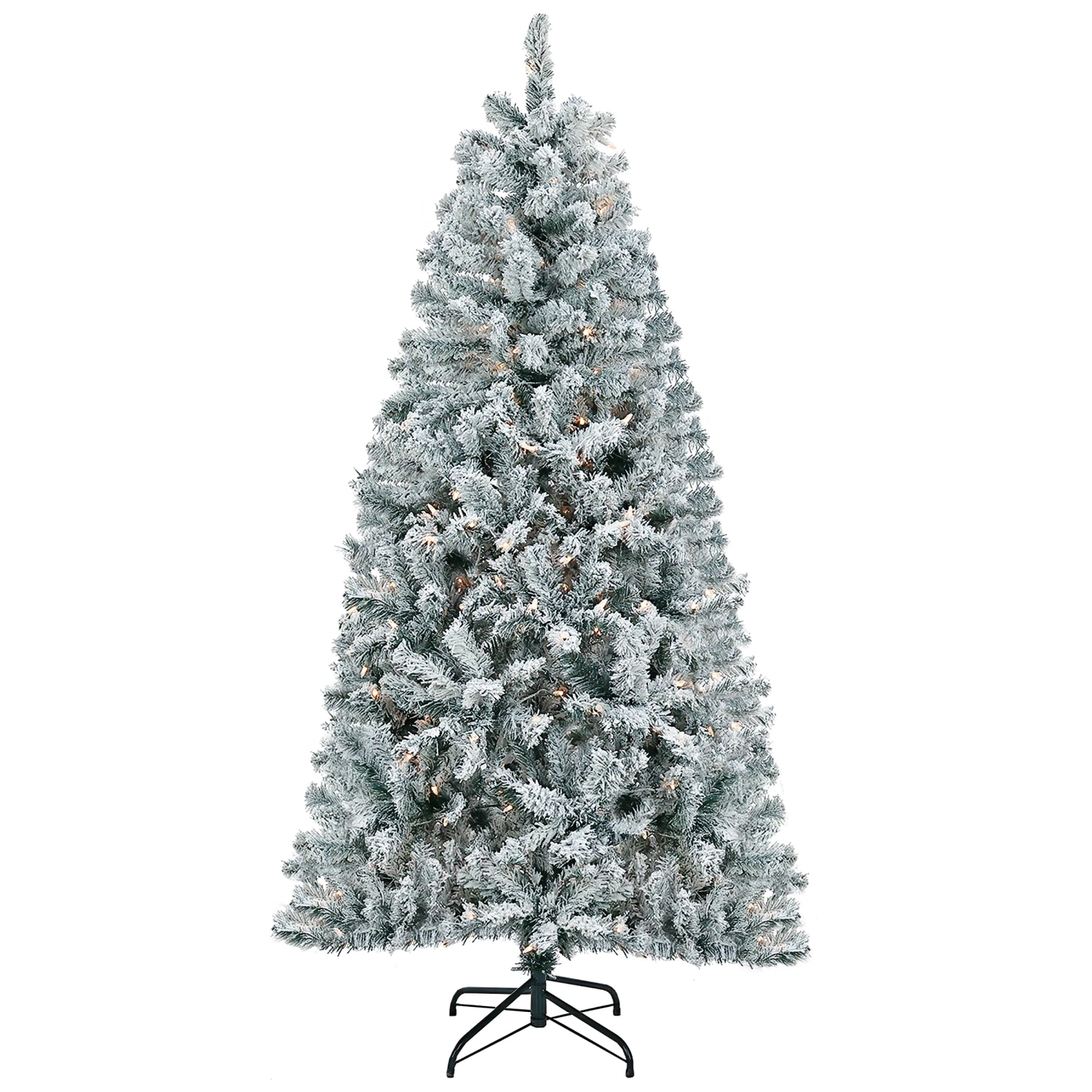 6 Ft. Pre-Lit Acacia Flocked Tree With Clear Lights 1 6 Ft. Pre-Lit Acacia Flocked Tree With Clear Lights