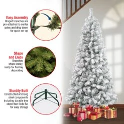 7.5 Ft. Acacia Flocked Tree -Christmas Trees Sales AC100 500 75F Features