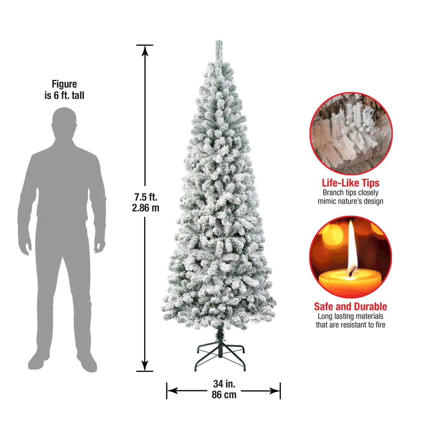 7.5 Ft. Acacia Medium Flocked Tree 4 7.5 Ft. Acacia Medium Flocked Tree - Image 4