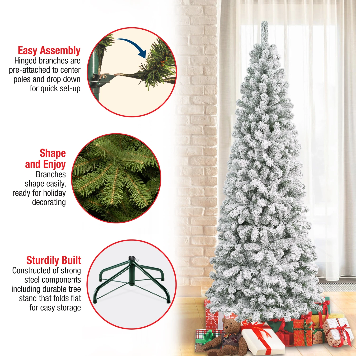 7.5 Ft. Acacia Medium Flocked Tree 5 7.5 Ft. Acacia Medium Flocked Tree - Image 5