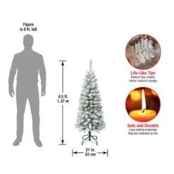 4.5 Ft. Acacia Pencil Slim Flocked Tree 10 4.5 Ft. Acacia Pencil Slim Flocked Tree -Christmas Trees Sales AC100 504 45F Dim