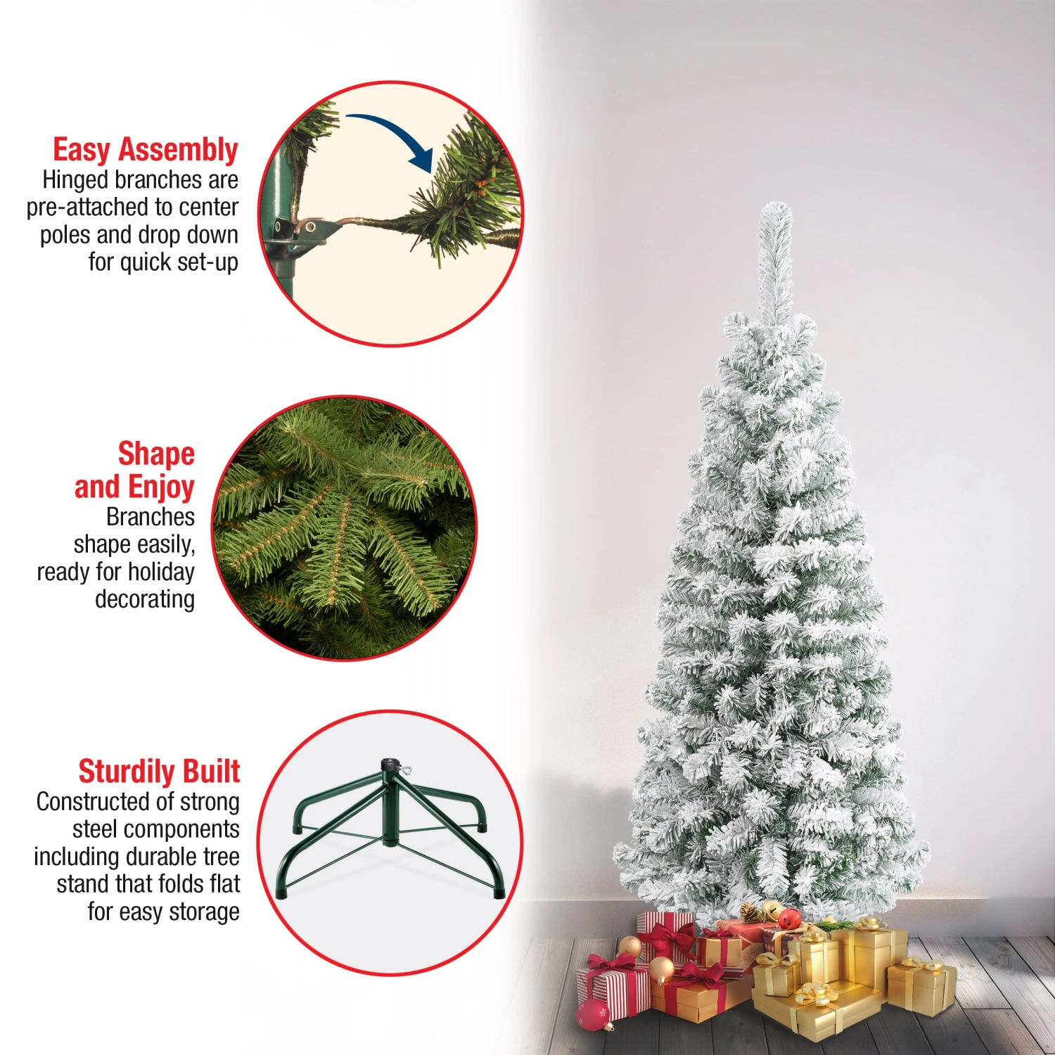 4.5 Ft. Acacia Pencil Slim Flocked Tree 5 4.5 Ft. Acacia Pencil Slim Flocked Tree - Image 5