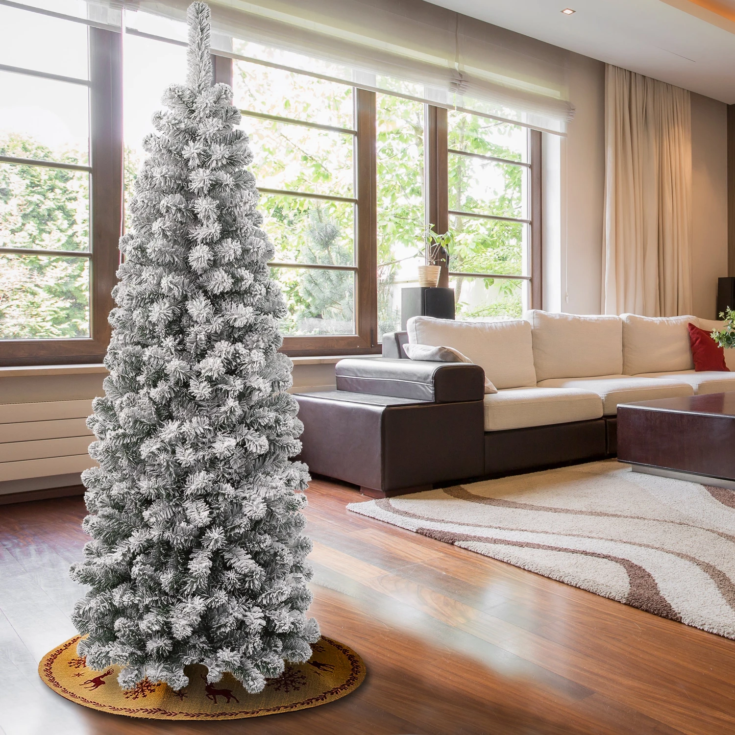 6 Ft. Acacia Pencil Slim Flocked Tree 2 6 Ft. Acacia Pencil Slim Flocked Tree - Image 2