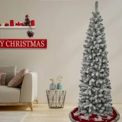 7.5 Ft. Acacia Pencil Slim Flocked Tree -Christmas Trees Sales AC100 504 75F 2