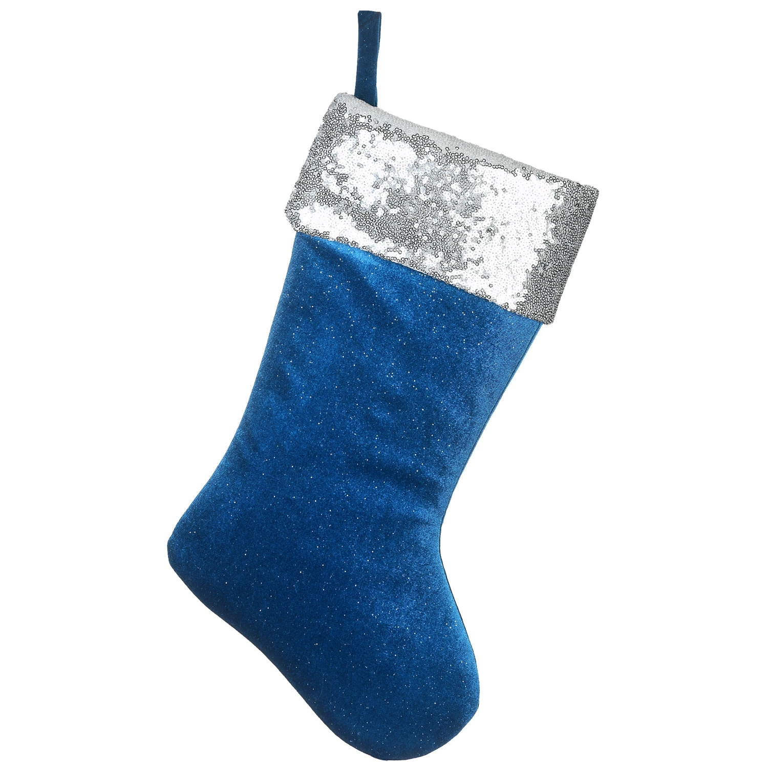 19 In. Arctic Lights Collection Blue Velvet Stocking 1 19 In. Arctic Lights Collection Blue Velvet Stocking