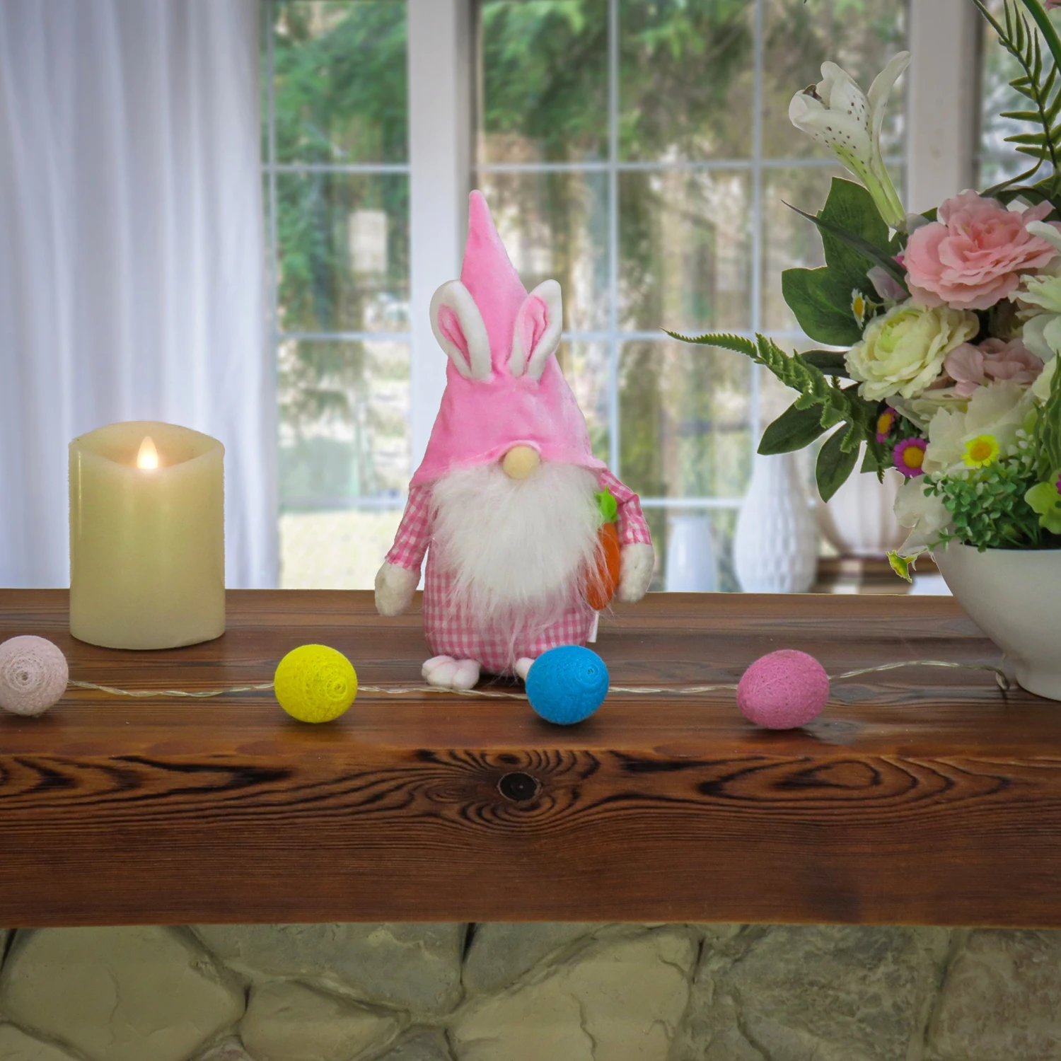 11 In. Pink Easter Bunny Gnome Table Decoration 2 11 In. Pink Easter Bunny Gnome Table Decoration - Image 2