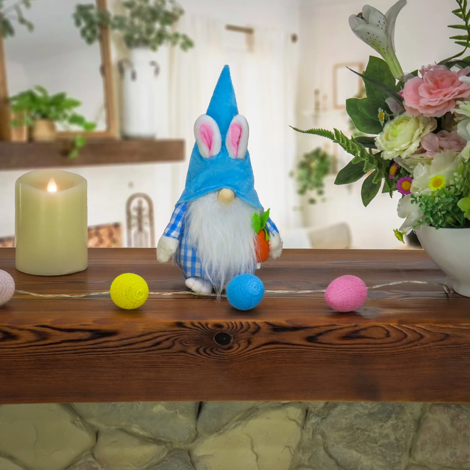 11 In. Blue Easter Bunny Gnome Table Decoration 2 11 In. Blue Easter Bunny Gnome Table Decoration - Image 2