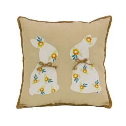 16 In. Floral Easter Bunny Decorative Pillow