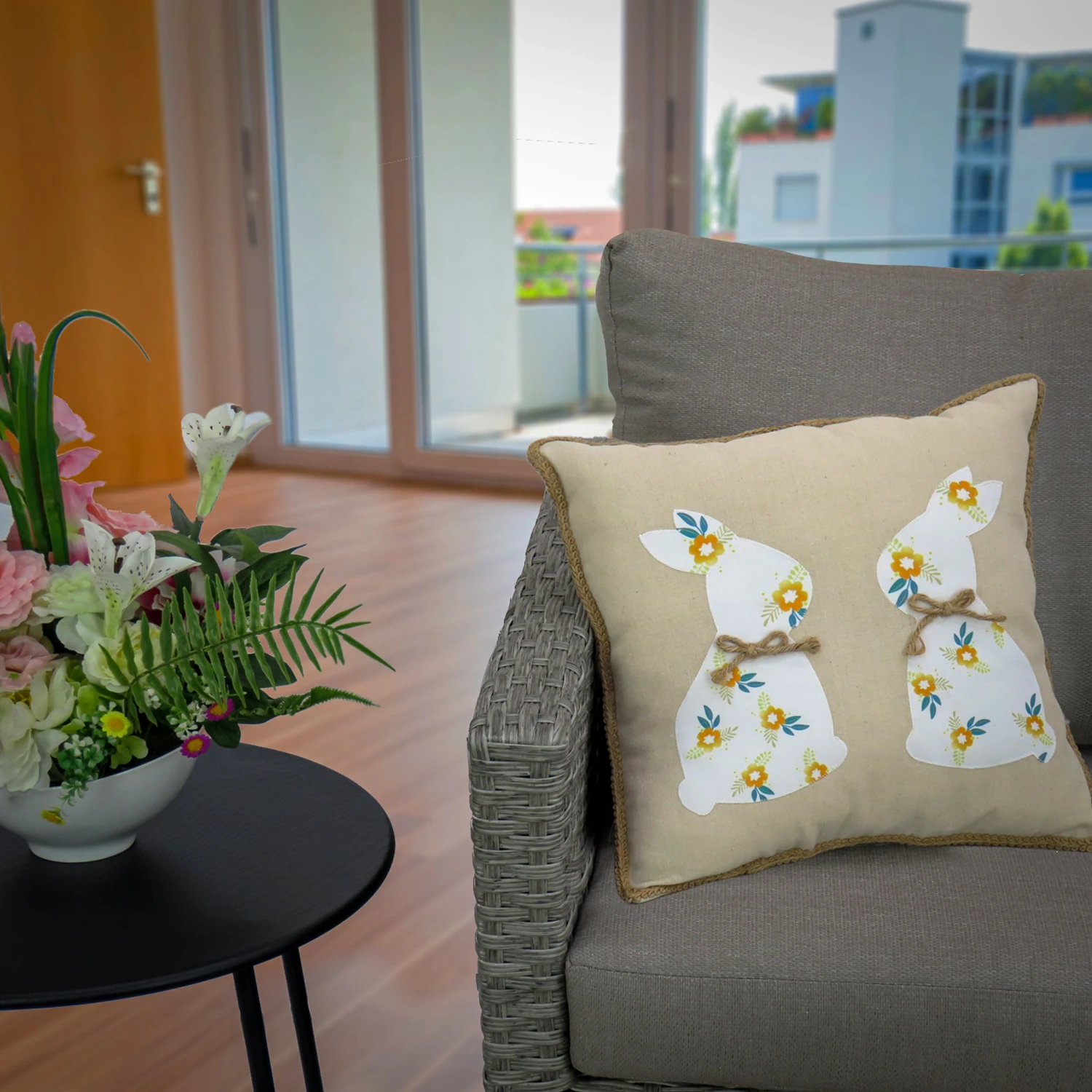 16 In. Floral Easter Bunny Decorative Pillow 2 16 In. Floral Easter Bunny Decorative Pillow - Image 2