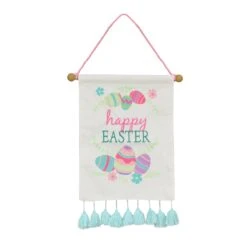 19 In. Happy Easter With Eggs Hanging Banner Decoration
