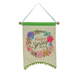 18 In. Happy Spring Hanging Banner Decoration