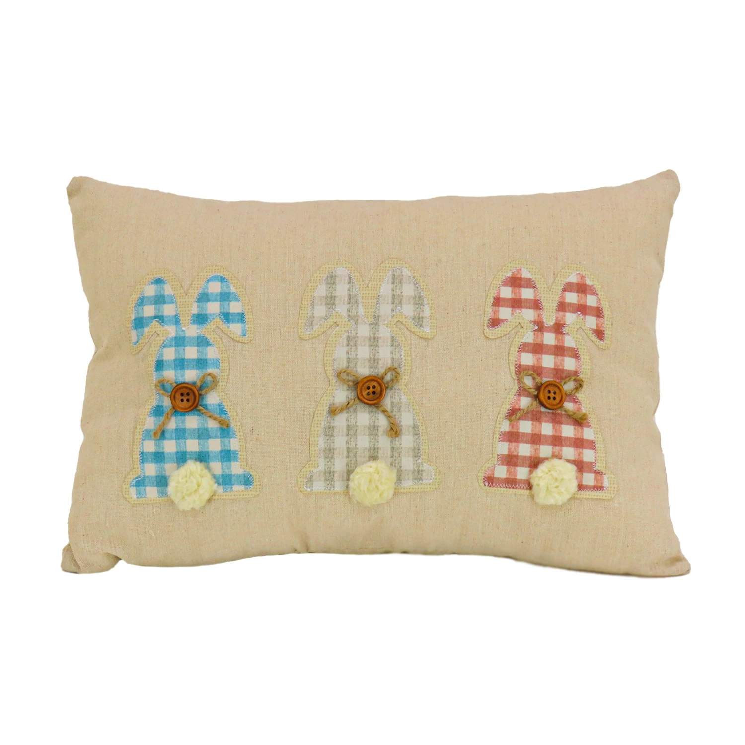 18 In. By 10 In. Plaid Easter Bunnies Decorative Pillow 1 18 In. By 10 In. Plaid Easter Bunnies Decorative Pillow