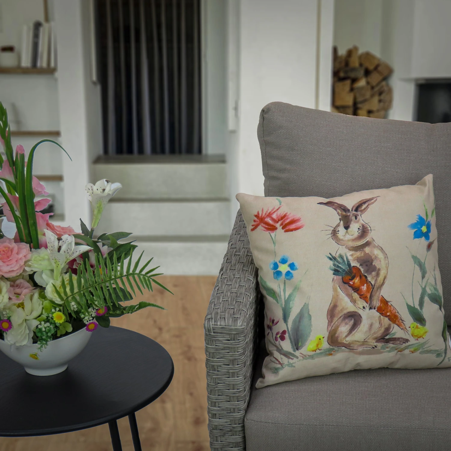 16 In. Easter Bunny With Carrots Decorative Pillow 2 16 In. Easter Bunny With Carrots Decorative Pillow - Image 2