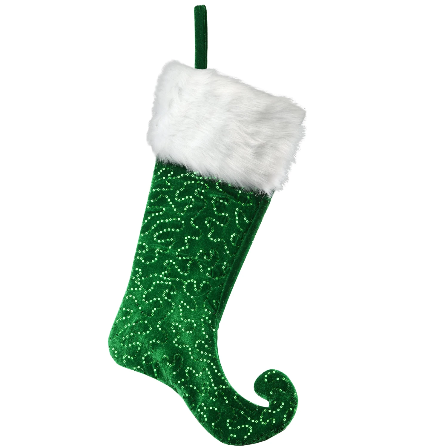 21 In. General Store Collection Jester Style Green Stocking 1 21 In. General Store Collection Jester Style Green Stocking