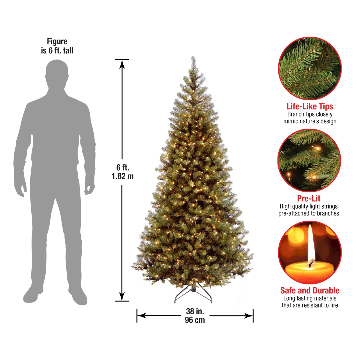 6 Ft. Pre-Lit Aspen Spruce Slim Tree With Clear Lights 9 6 Ft. Pre-Lit Aspen Spruce Slim Tree With Clear Lights - Image 9