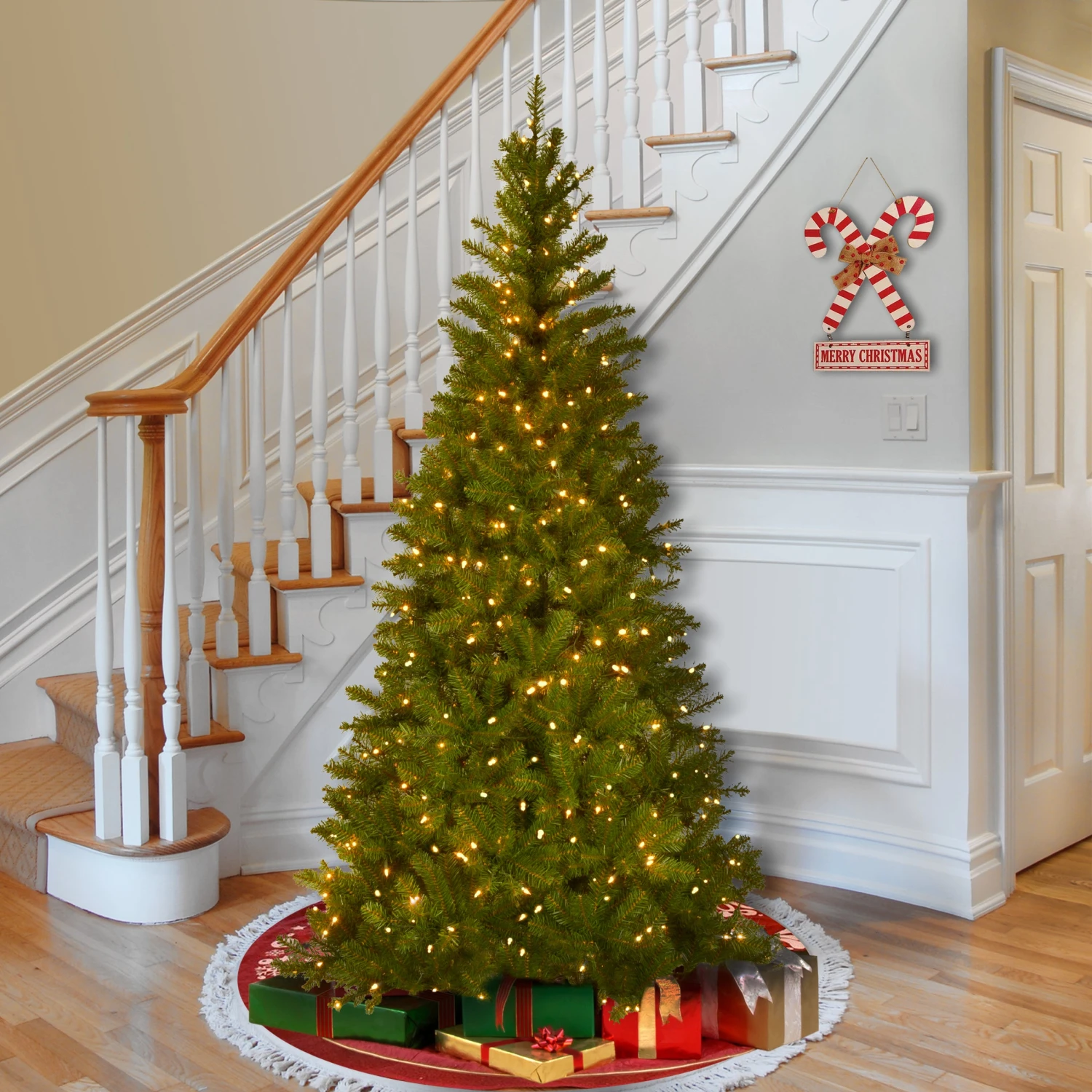 7.5 Ft. Pre-Lit Aspen Spruce Slim Tree With Clear Lights 15 7.5 Ft. Pre-Lit Aspen Spruce Slim Tree With Clear Lights - Image 15
