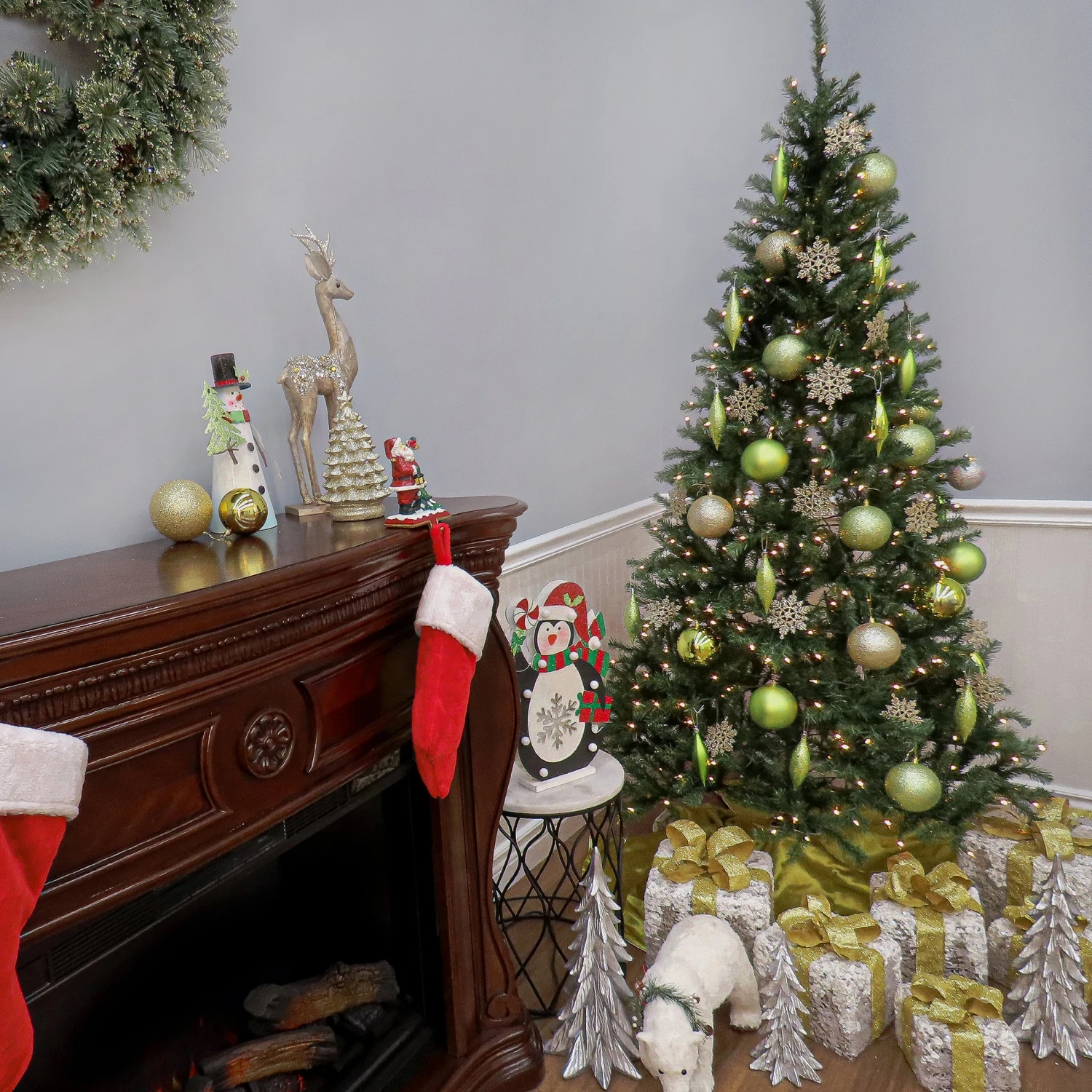 7.5 Ft. Pre-Lit Aspen Spruce Slim Tree With Clear Lights 3 7.5 Ft. Pre-Lit Aspen Spruce Slim Tree With Clear Lights - Image 3