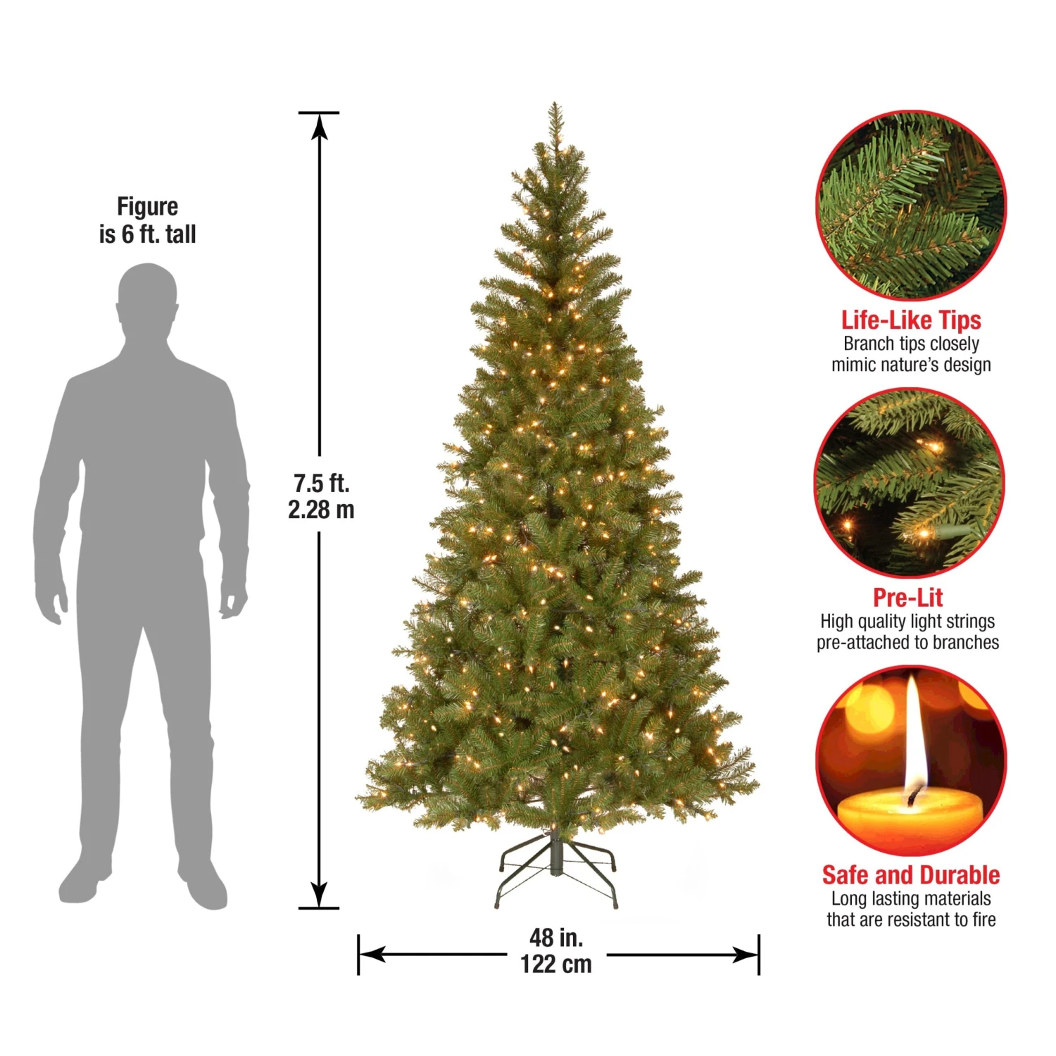 7.5 Ft. Pre-Lit Aspen Spruce Slim Tree With Clear Lights 5 7.5 Ft. Pre-Lit Aspen Spruce Slim Tree With Clear Lights - Image 5