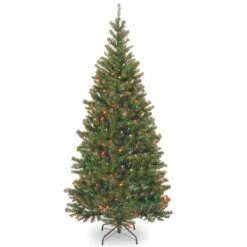 7.5 Ft. Pre-Lit Aspen Spruce Slim Tree With Multicolor Lights