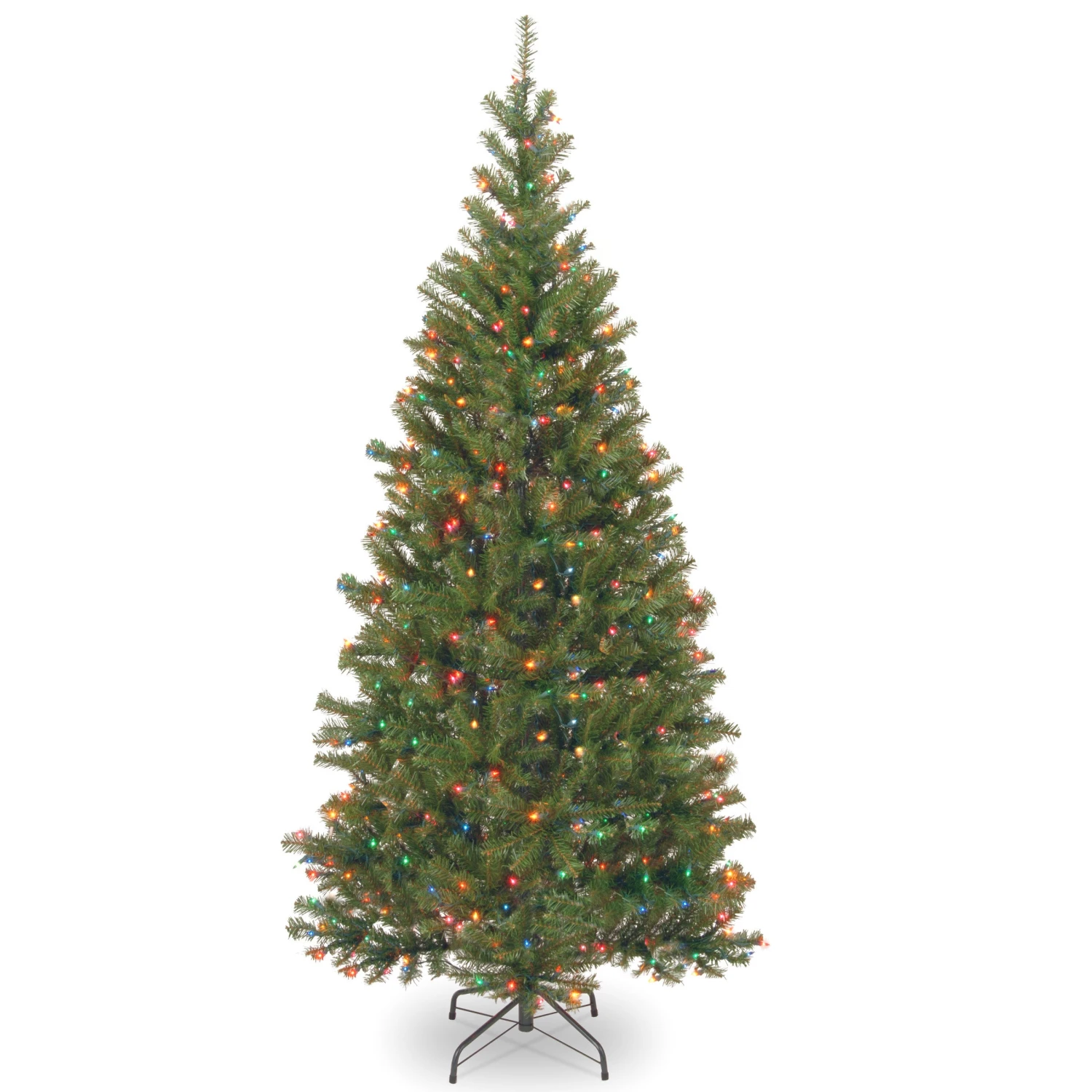 7.5 Ft. Pre-Lit Aspen Spruce Slim Tree With Multicolor Lights 1 7.5 Ft. Pre-Lit Aspen Spruce Slim Tree With Multicolor Lights