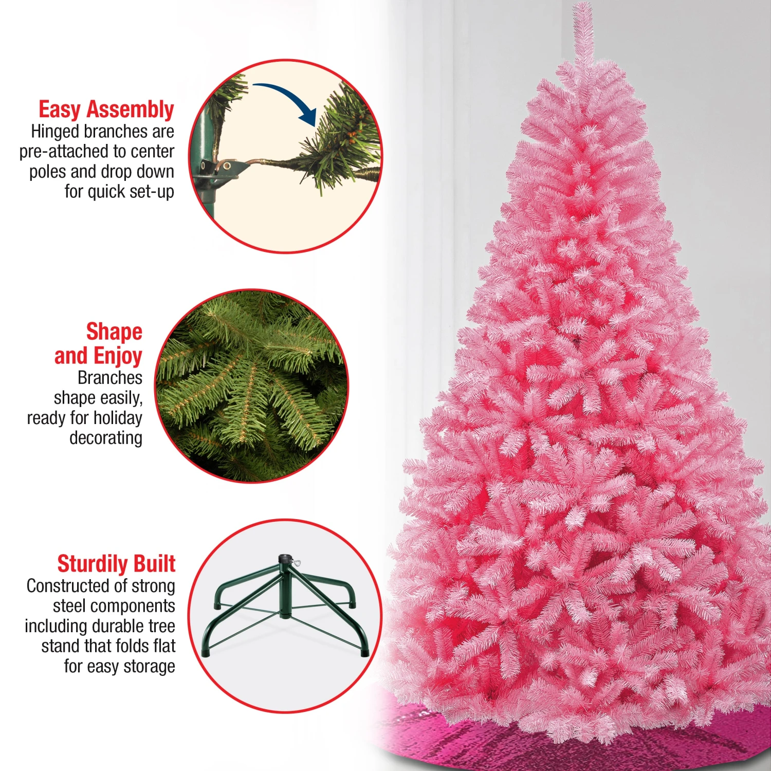 7.5 Ft. Color Pop Pink Tree 5 7.5 Ft. Color Pop Pink Tree - Image 5