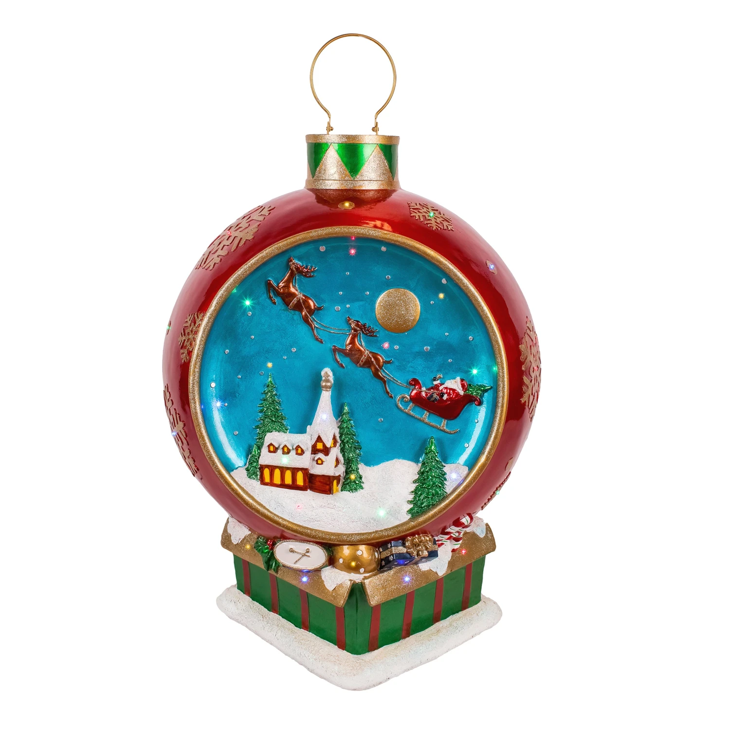 34 In. Santas Sleigh Ornament With Multicolor Lights And Music 1 34 In. Santas Sleigh Ornament With Multicolor Lights And Music