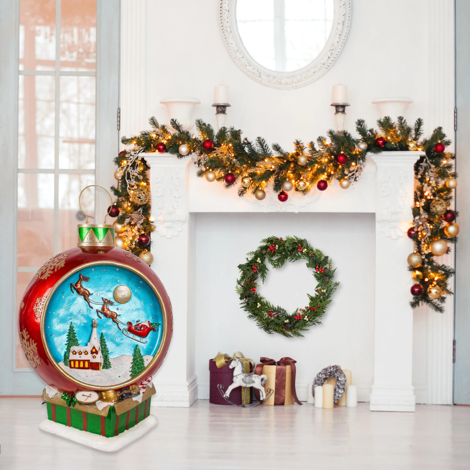 34 In. Santas Sleigh Ornament With Multicolor Lights And Music 2 34 In. Santas Sleigh Ornament With Multicolor Lights And Music - Image 2