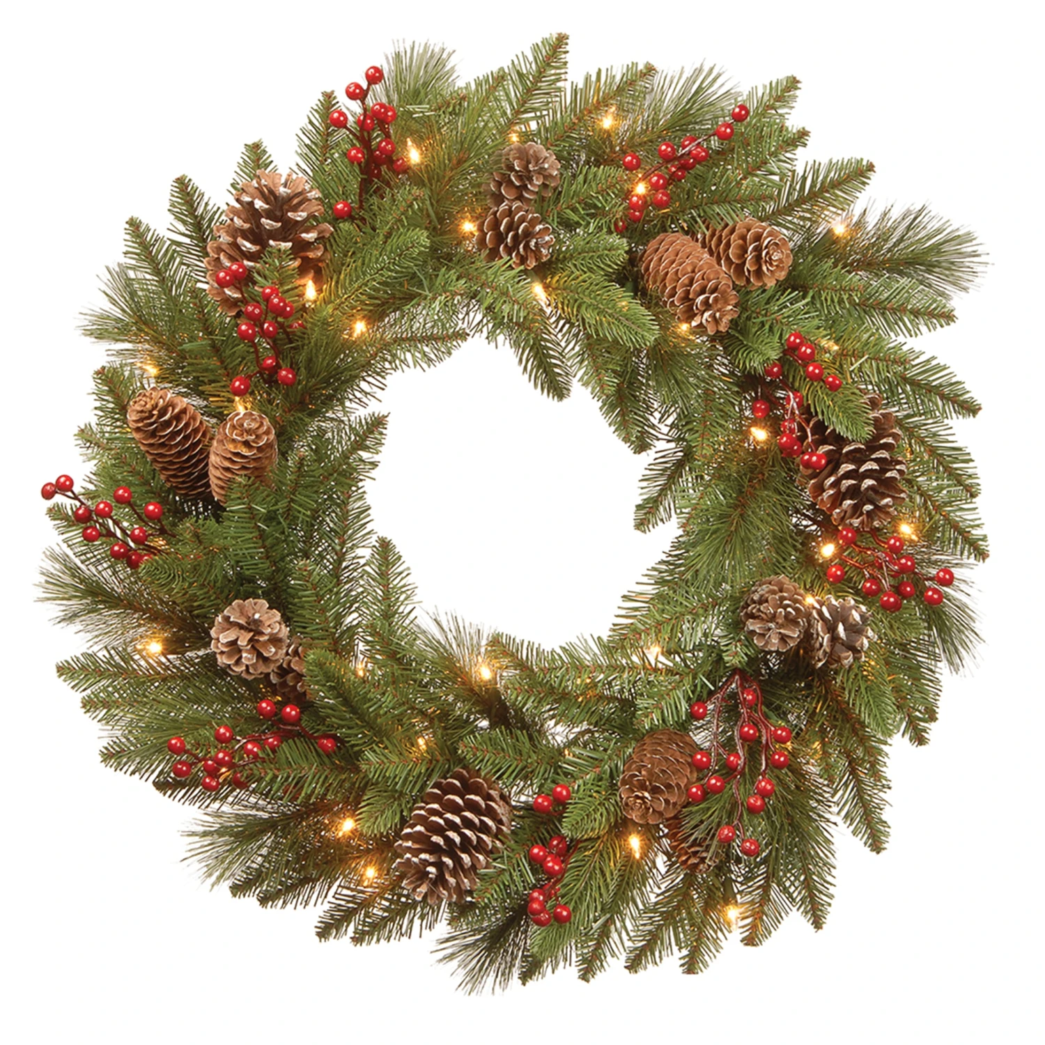 24 In. Pre-Lit Bristle Berry Wreath With LED Lights 6 24 In. Pre-Lit Bristle Berry Wreath With LED Lights - Image 6