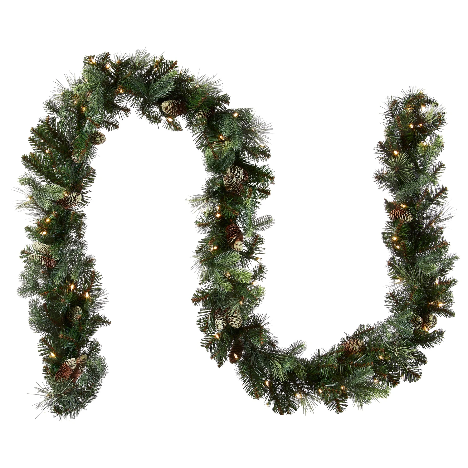 9 Ft. Pre-Lit Carolina Pine Garland With Clear Lights 1 9 Ft. Pre-Lit Carolina Pine Garland With Clear Lights