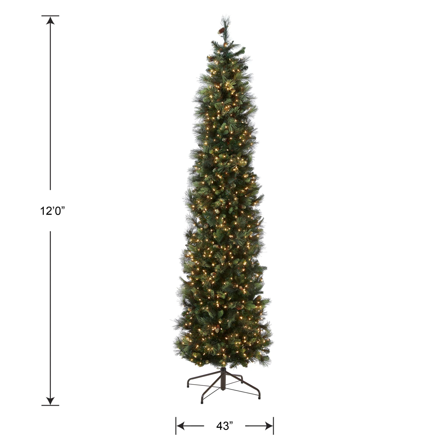12 Ft.Pre-Lit Carolina Pine Slim Tree With Clear Lights 4 12 Ft.Pre-Lit Carolina Pine Slim Tree With Clear Lights - Image 4