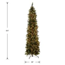 9 Ft. Pre-Lit Carolina Pine Slim Tree With Clear Lights 12 9 Ft. Pre-Lit Carolina Pine Slim Tree With Clear Lights -Christmas Trees Sales CAP3 330 90 Silo Dim