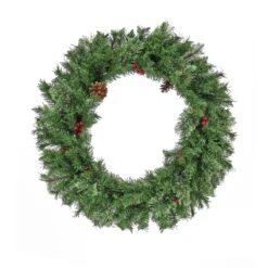 30 In. Cashmere Wreath With Pinecones And Red Berries