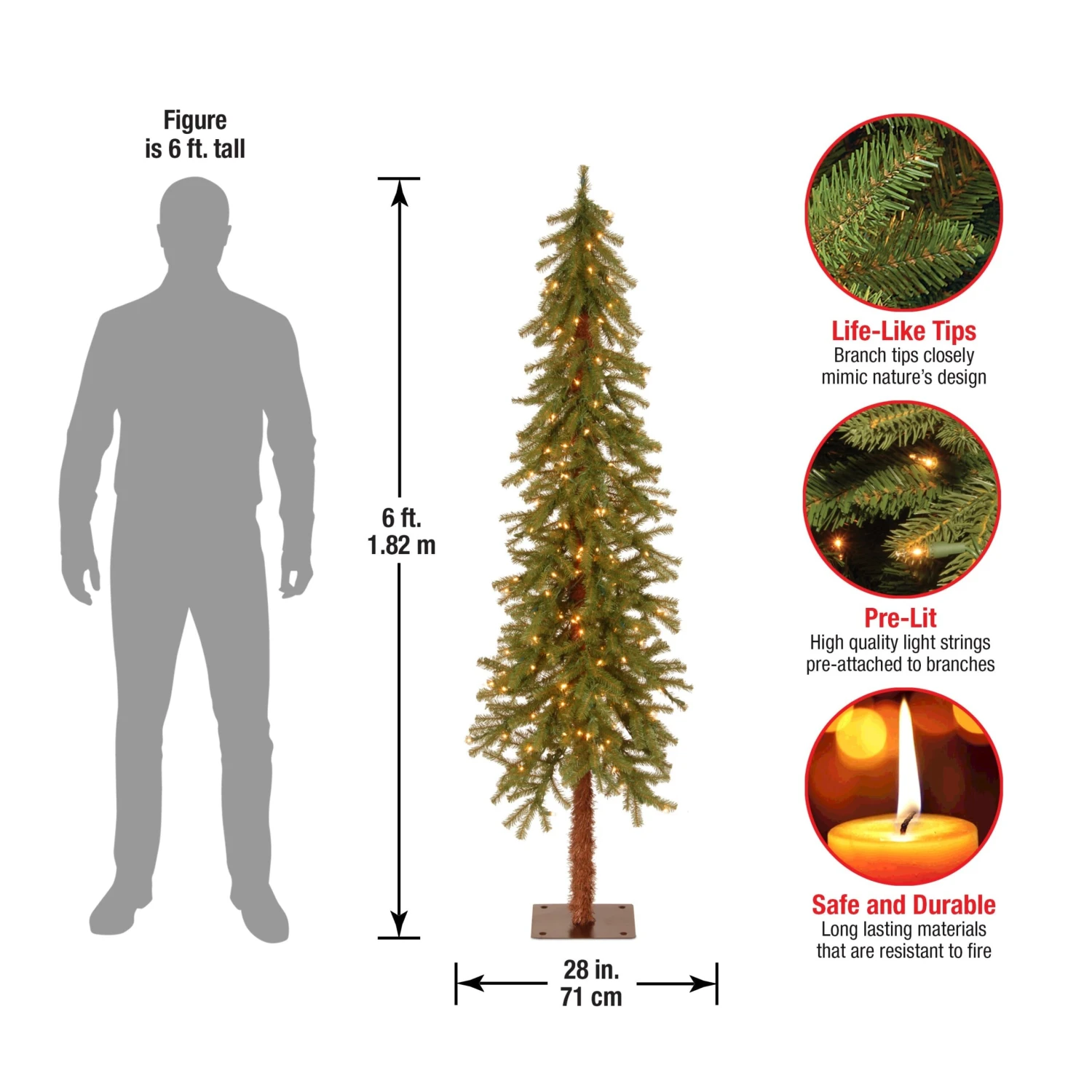 6 Ft. Pre-Lit Hickory Cedar Tree With Clear Lights 7 6 Ft. Pre-Lit Hickory Cedar Tree With Clear Lights - Image 7