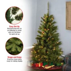4 Ft. Pre-Lit Canadian Fir Tree With Clear Lights -Christmas Trees Sales CFG7 304 40 Features