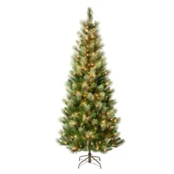 7.5 Ft. Pre-Lit Charleston Pine Slim Tree With Clear Lights