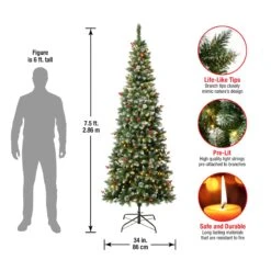 7.5 Ft. Pre-Lit Cullen Slim Tree With Warm White LED Lights 9 7.5 Ft. Pre-Lit Cullen Slim Tree With Warm White LED Lights -Christmas Trees Sales CUL8 304L 75 Dim