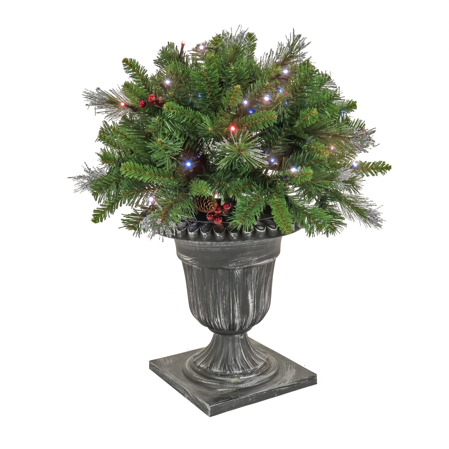 24 In. Crestwood Spruce Porch Bush With Twinkly LED Lights 1 24 In. Crestwood Spruce Porch Bush With Twinkly LED Lights