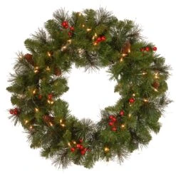 24 In. Pre-Lit Crestwood Spruce Wreath With Twinkly LED Lights