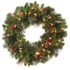 20 In. Pre-Lit Crestwood Spruce Wreath With Clear Lights