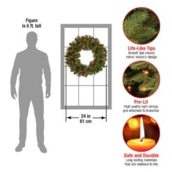 24 In. Pre-Lit Crestwood Spruce Wreath With Clear Lights - Plug In 12 24 In. Pre-Lit Crestwood Spruce Wreath With Clear Lights - Plug In -Christmas Trees Sales CW7 306 24W 1 Dim