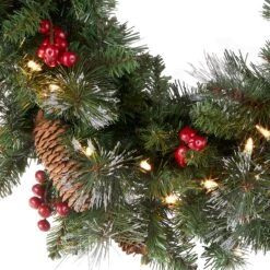 24 In. Pre-Lit Crestwood Spruce Wreath With Clear Lights - Plug In 15 24 In. Pre-Lit Crestwood Spruce Wreath With Clear Lights - Plug In -Christmas Trees Sales CW7 306 24W 1 Silo C1