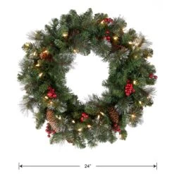 24 In. Pre-Lit Crestwood Spruce Wreath With Clear Lights - Plug In 14 24 In. Pre-Lit Crestwood Spruce Wreath With Clear Lights - Plug In -Christmas Trees Sales CW7 306 24W 1 Silo Dim