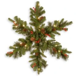 32 In. Pre-Lit Crestwood SpruceSnowflake With Warm White LED Lights