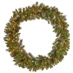 48 In. Pre-Lit Crestwood Spruce Wreath With Clear Lights