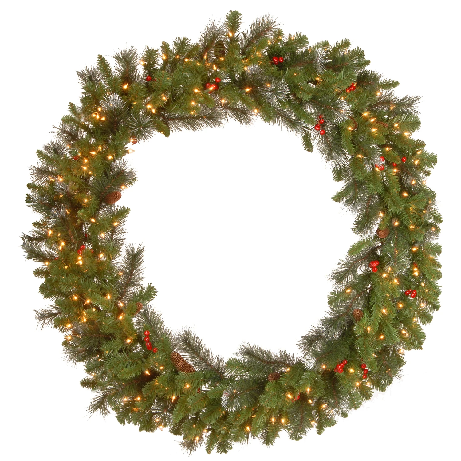 48 In. Pre-Lit Crestwood Spruce Wreath With Clear Lights 1 48 In. Pre-Lit Crestwood Spruce Wreath With Clear Lights