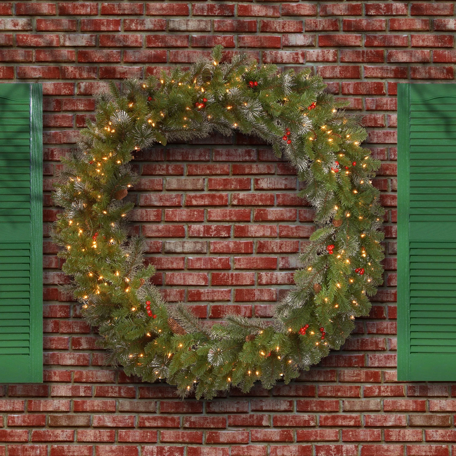 48 In. Pre-Lit Crestwood Spruce Wreath With Clear Lights 2 48 In. Pre-Lit Crestwood Spruce Wreath With Clear Lights - Image 2